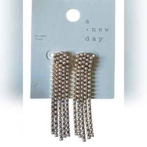 a new day Gold and Pearl Dangle Earrings